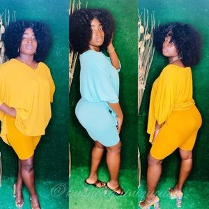 High low bikers shorts set